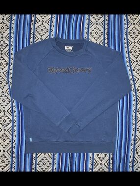 Blizzard StarCraft Embroidered Lightweight Crewneck Sweatshirt XL Navy Blue